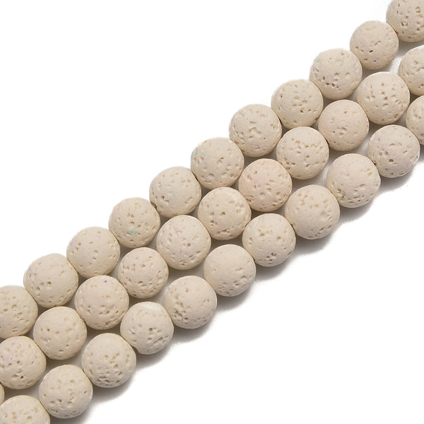 Beige Color Lava Rock Stone Round Beads Size 6mm 8mm 10mm 15.5" Strand