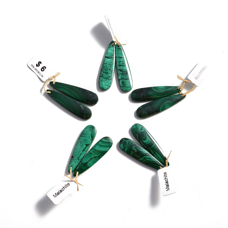 green malachite pendant earrings teardrop shape