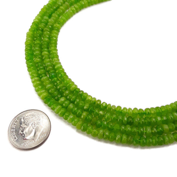 light green dyed jade faceted rondelle beads 