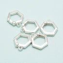 925 Sterling Silver Hexagonal Clasp Size 12x12.5mm 3 pcs per Bag