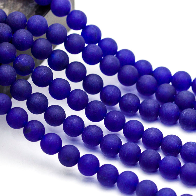 blue dyed jade matte round beads