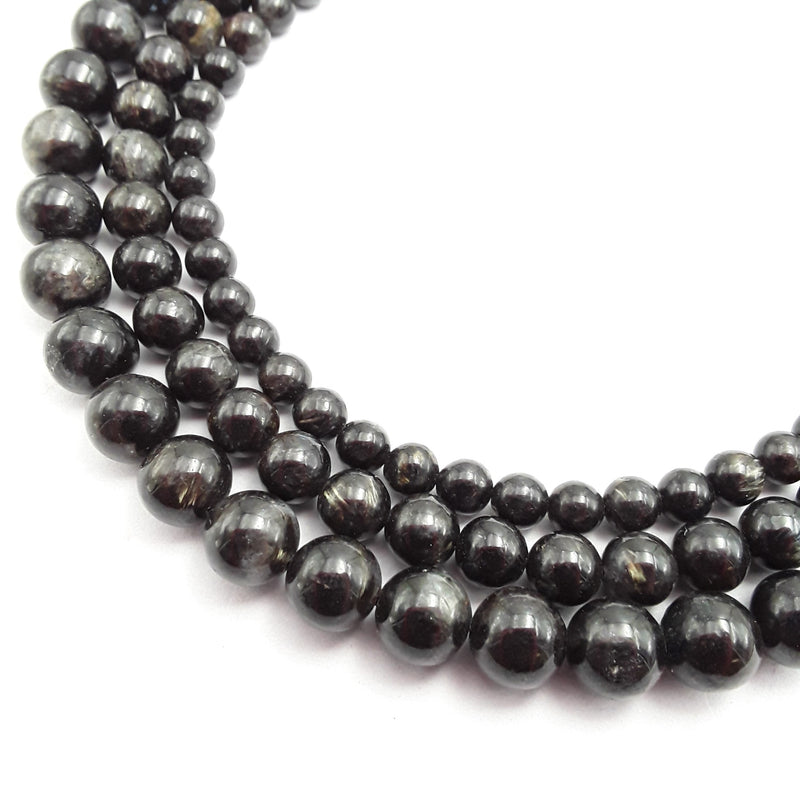 Black Arfvedsonite Smooth Round Beads 6mm 8mm 10mm 12mm 15.5" Strand