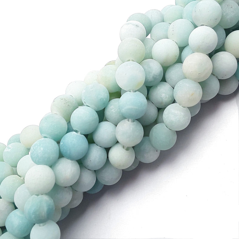 large hole blue green amazonite matte round beads
