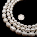 2.0mm Large Hole Fresh Water Pearl Oval Rice Beads 7-8mm 9-10mm 11-12mm 15.5" Strand