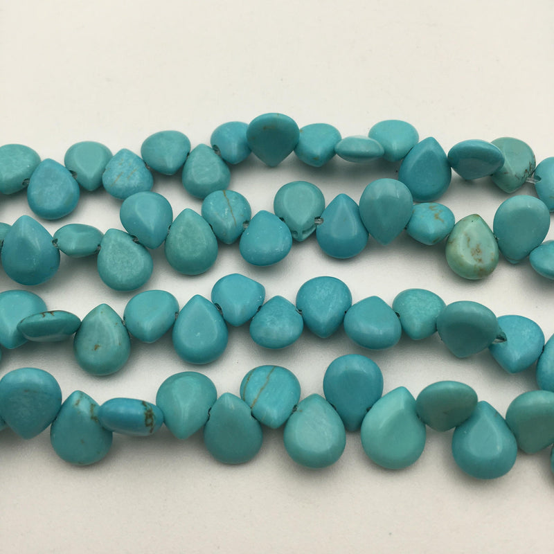 blue turquoise smooth flat teardrop shape beads 