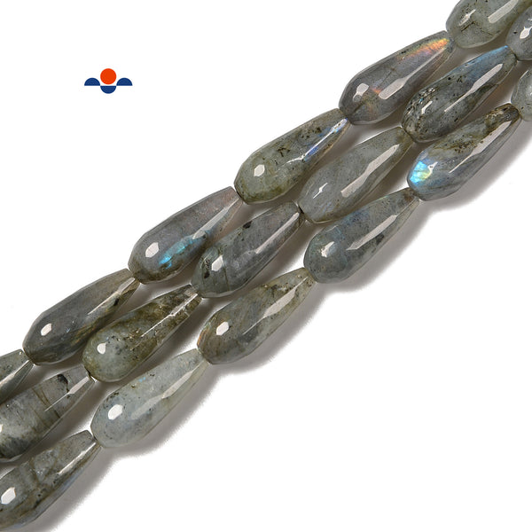 Natural Labradorite Faceted Teardrop Beads Size 8x20mm 10x30mm 15.5'' Strand
