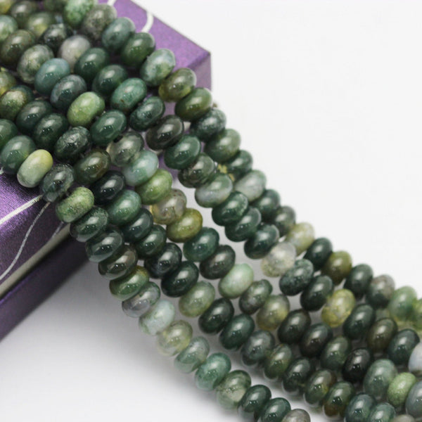 large hole moss agate smooth rondelle beads
