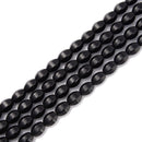 Black Onyx Hexagonal Faceted Rice Shape Beads Size 10x14mm 15.5'' Strand