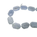 blue chalcedony rectangle slice faceted octagon beads