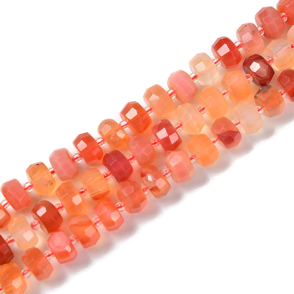 Natural Carnelian Faceted Irregular Rondelle Beads Size 6x10mm 15.5'' Strand
