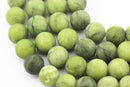 natural green jade matte round beads 