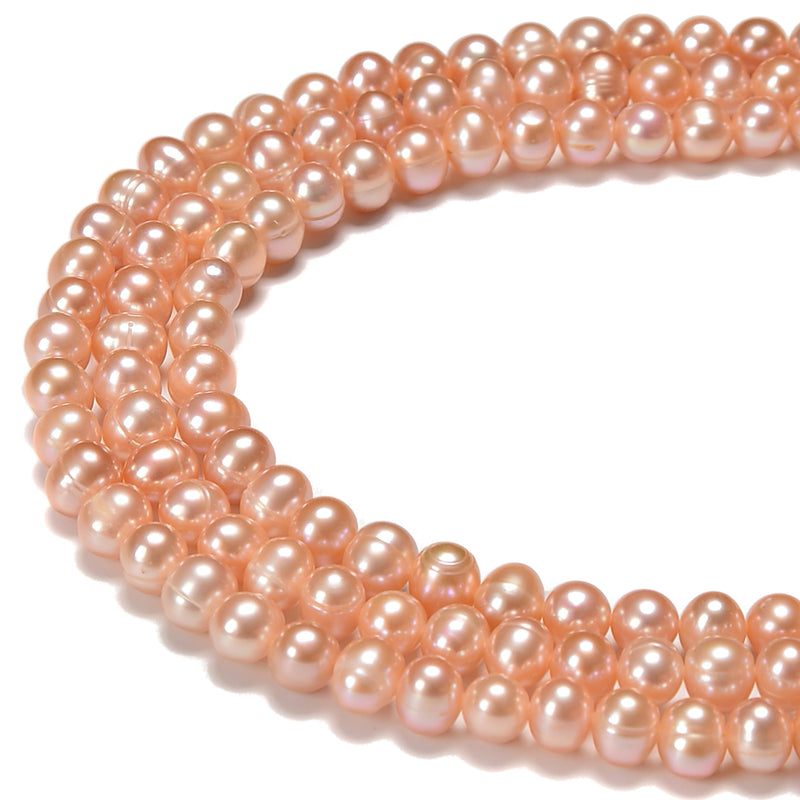 Fresh Water Pearl Pink Potato Button Beads Size 7-8mm 15.5'' Strand