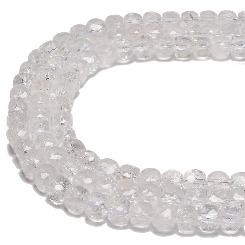Natural Clear Quartz Faceted Cube Beads Size 7mm 15.5'' Strand