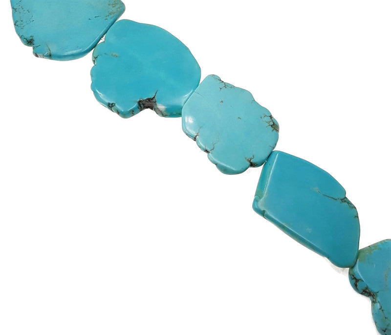 Blue Magnesite Turquoise Freeform Slab Slice Beads Approx 50x60mm 15.5" Strand