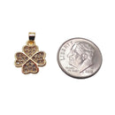 clover charm gold plated copper with micro pave clear zircon