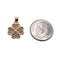 clover charm gold plated copper with micro pave clear zircon