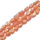 Electroplated Peach Quartz Rough Cylinder Tube Beads 10-15mm 15.5" Strand