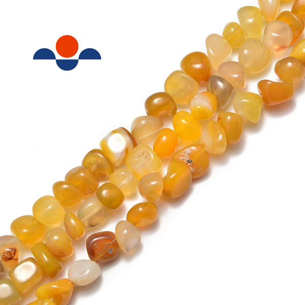 yellow agate irregular pebble nugget beads