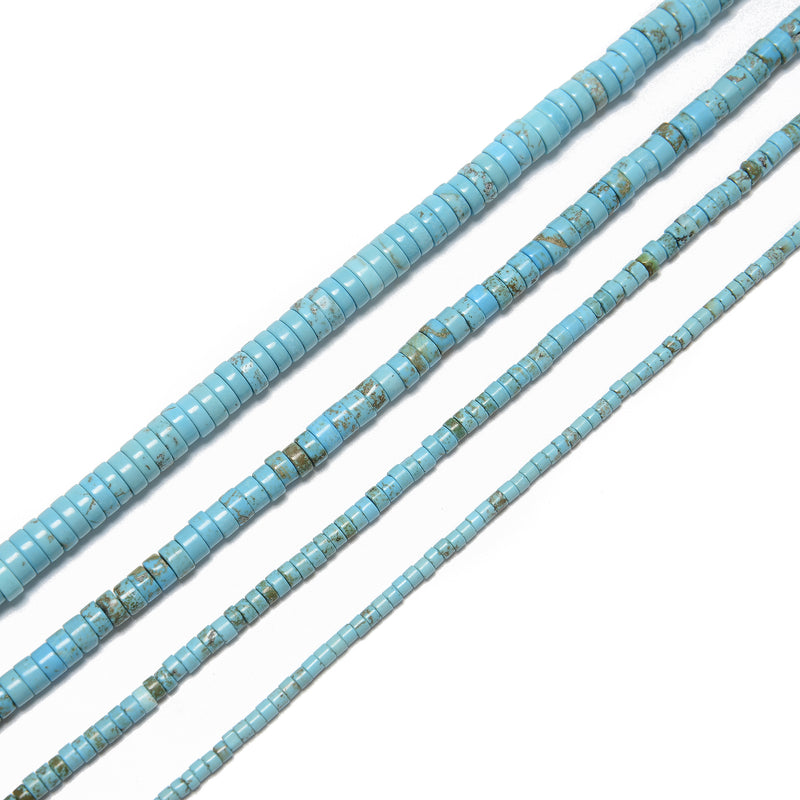 Blue Magnesite Turquoise Heishi Disc Beads Size 2x3mm 2x4mm 3x6mm 15.5'' Strand
