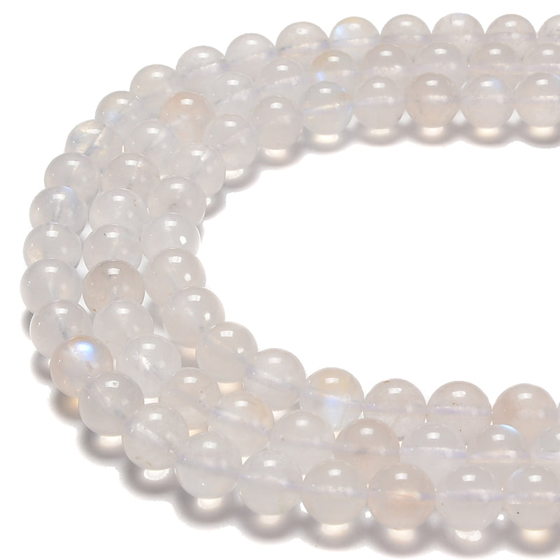 AAA Cream White Rainbow Moonstone Smooth Round Beads Size 6mm-12mm 15.5'' Str