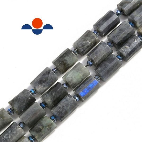 labradorite faceted cylinder tube beads
