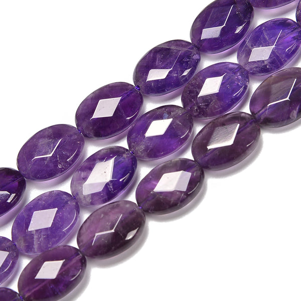 Natural Amethyst Faceted Oval Beads Size 10x14mm 12x16mm 15.5'' Strand