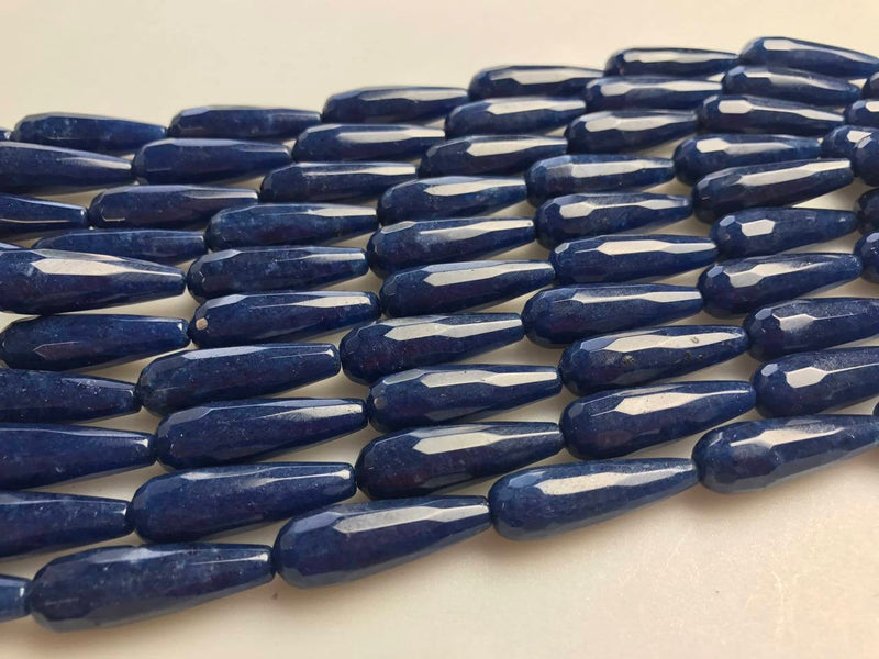 sapphire blue quartz faceted teardrop beads