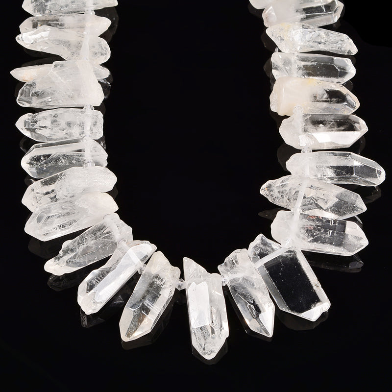Natural Clear Quartz Top Drill Points Beads Size 40mm-55mm 15.5'' Strand