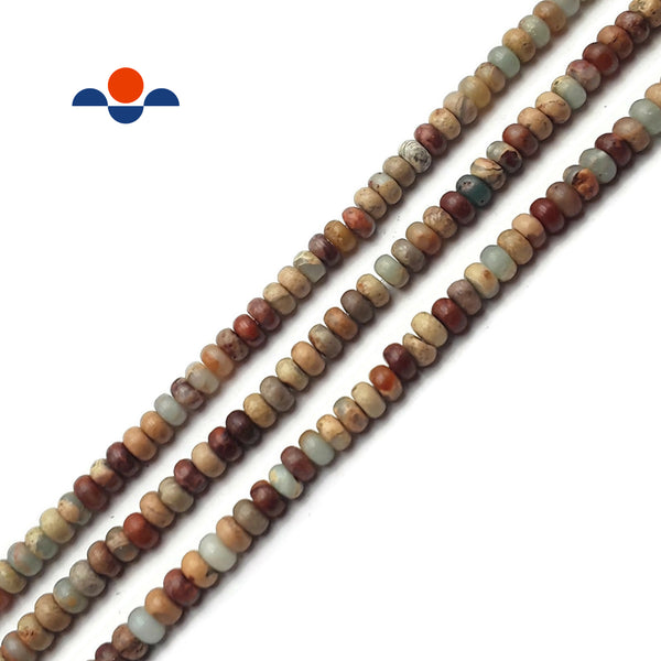 Brown Aqua Terra Jasper Smooth Rondelle Beads 2x4mm 15.5" Strand