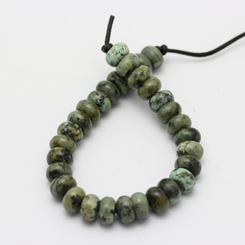 large hole african turquoise smooth rondelle beads