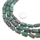 Natural Chrysocolla Matte Faceted Cylinder Tube Beads 7x12mm 15.5" Strand