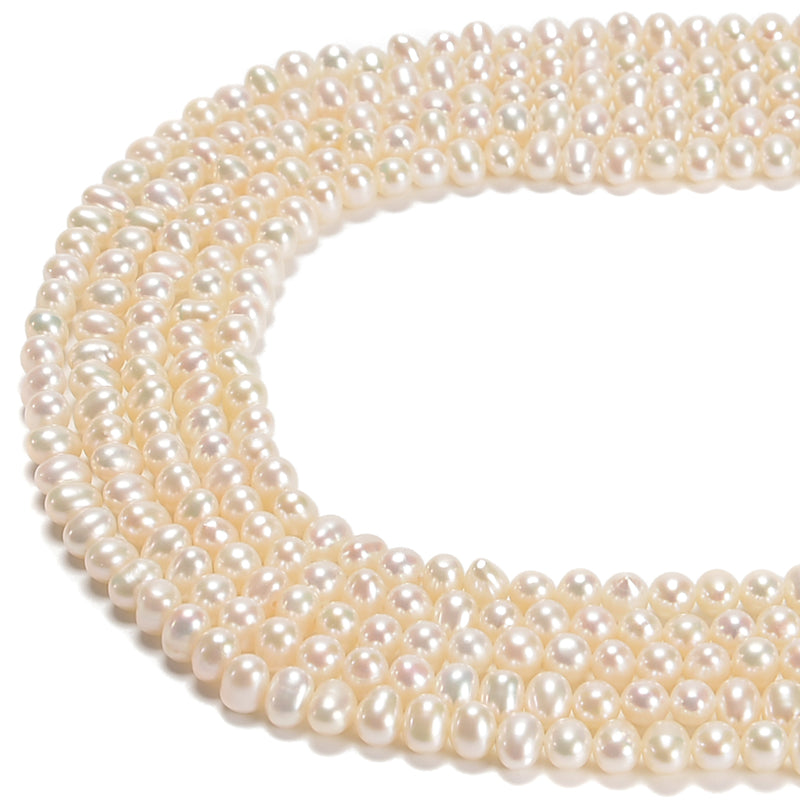 White Fresh Water Pearl Potato Shape Beads Size 4x5mm 15.5'' Strand