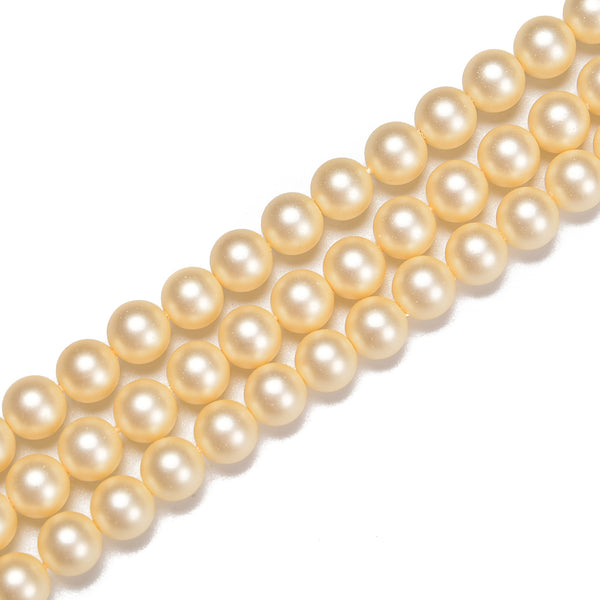 Beige Yellow Shell Pearl Matte Round Beads Size 6mm 8mm 10mm 15.5'' Strand