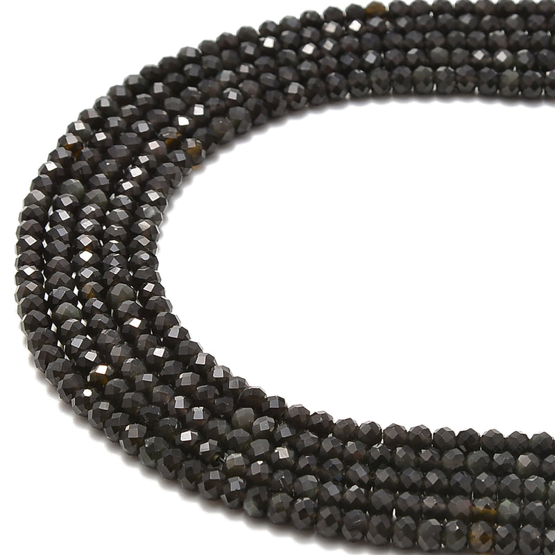 rainbow obsidian faceted rondelle beads 