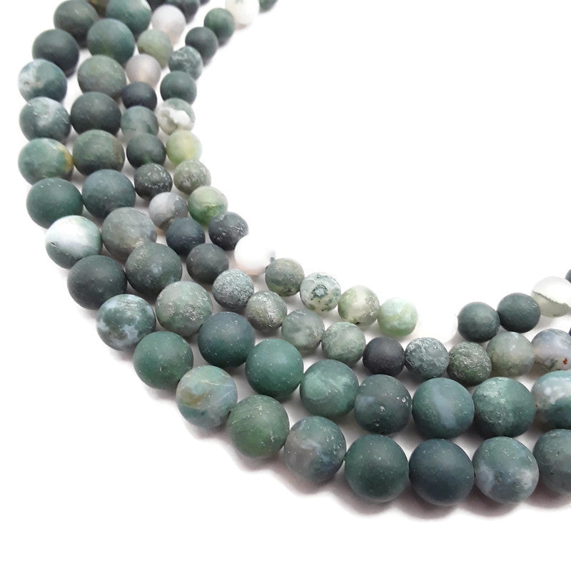natural moss agate matte round beads