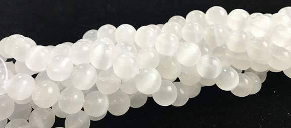 natural selenite smooth round beads 