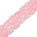 Natural Rose Quartz Matte Faceted Cylinder Tube Beads Approx 8x15mm 15.5" Strand