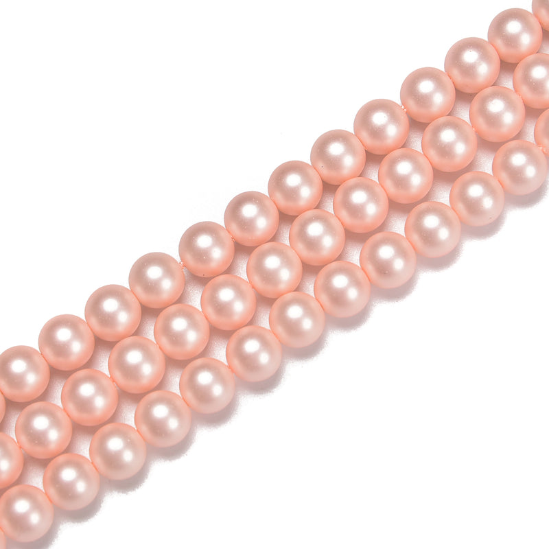 Light Peach Shell Pearl Matte Round Beads Size 6mm 8mm 10mm 15.5'' Strand