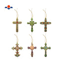 Cloisonne Christmas Tree Ornament Crucifix Cross 3.75 x 4" Wide Sold Per Piece