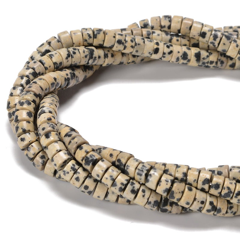 Natural Dalmatian Jasper Heishi Disc Beads Size 2x4mm 3x6mm 15.5'' Strand