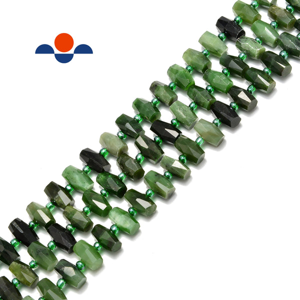 nephrite jade faceted barrel drum cylinder center drill beads