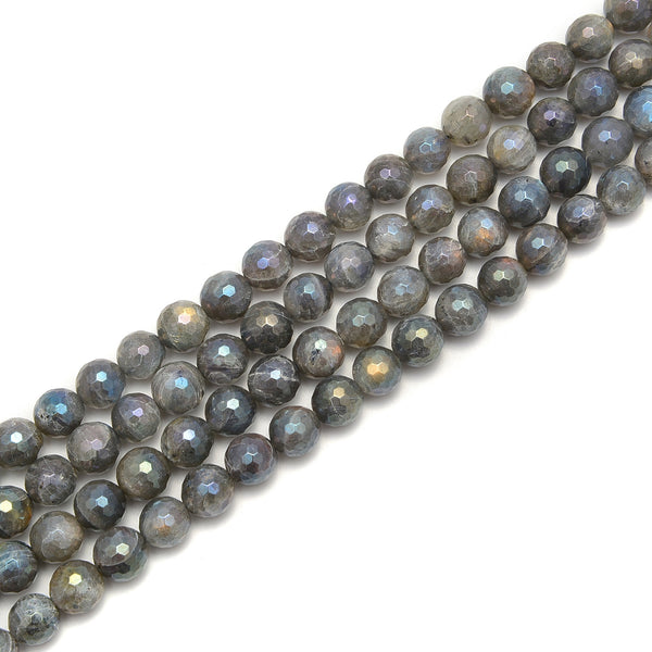 Coated Labradorite Faceted Round Beads Size 10mm 15.5'' Strand