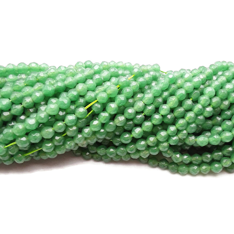 Green Dyed Jade Faceted Round Beads Size 4.5mm 15.5" Strand