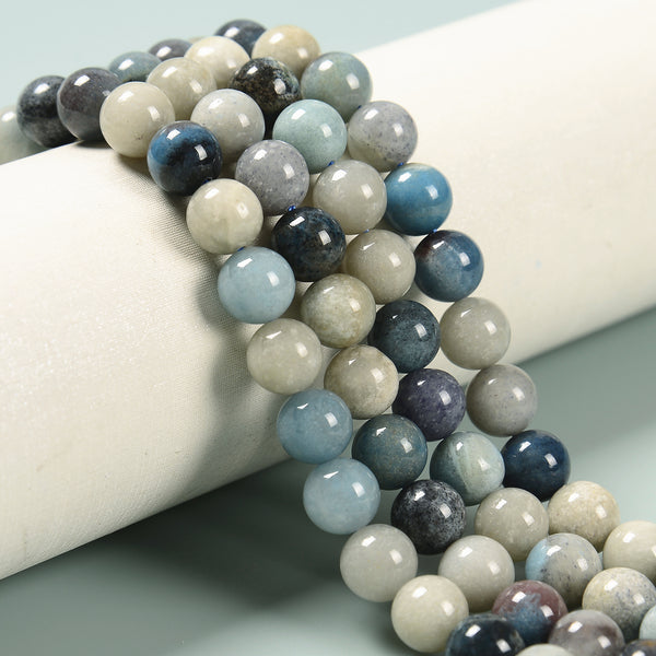 Natural Multi Blue Trolleite Smooth Round Beads Size 6mm 7.5-8mm 8mm 10mm 15.5'' Strand