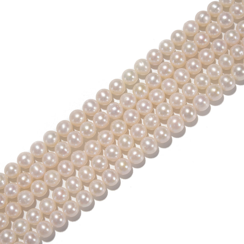 White Fresh Water Pearl Round Beads Size 8-9mm 15.5'' Strand