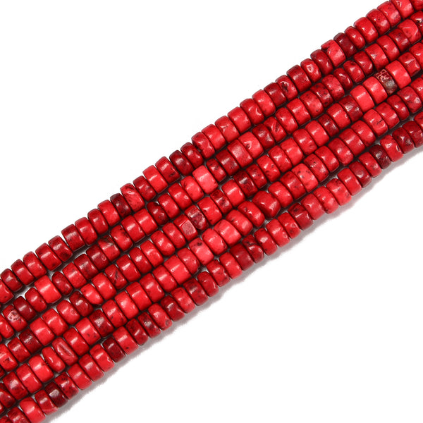Dark Red Howlite Turquise Heishi Disc Beads Size 2x4mm 15.5'' Strand
