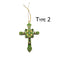 Cloisonne Christmas Tree Ornament Crucifix Cross 3.75 x 4" Wide Sold Per Piece