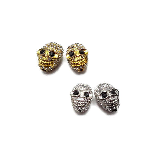 Alloy Silver/Gold Plated Rhinestone Egg Skull Pendant Charm 9x16mm Sold by Piece