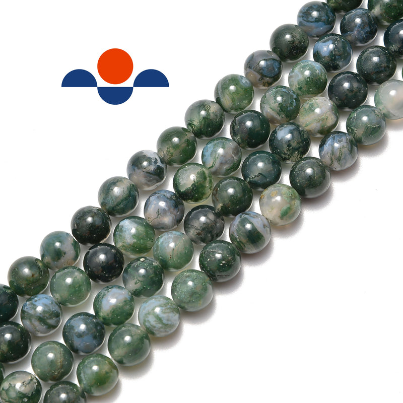 green moss agate smooth round beads