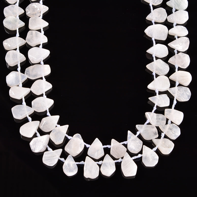 Natural White Moonstone Side Drill Teardrop Beads 8-12mm x12-15mm 15.5'' Strand